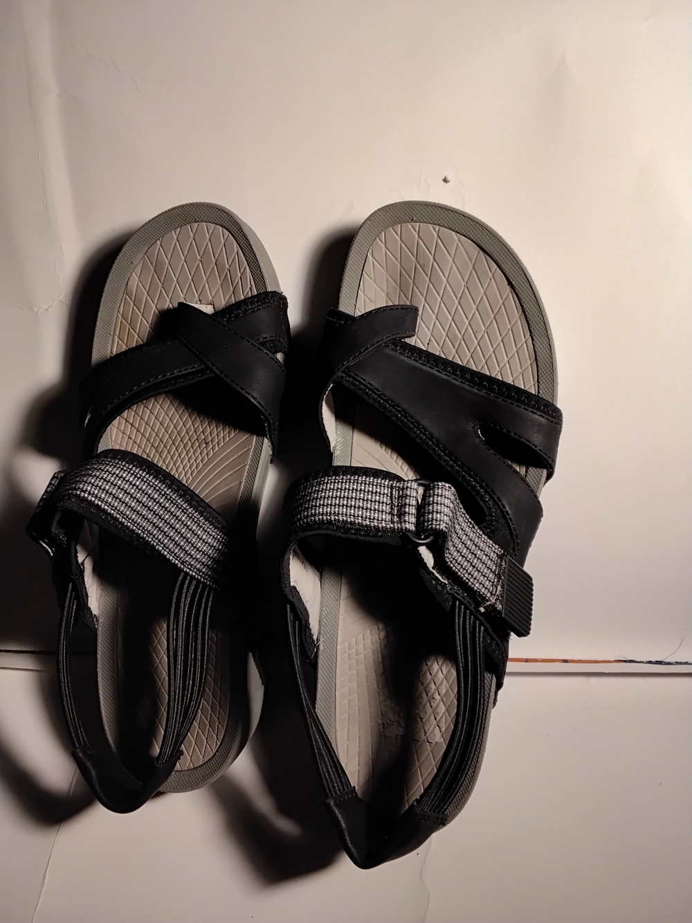 Kids Black and Gray Adjustable Strap Sandals